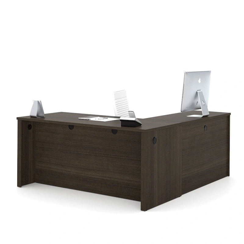 L-Shaped Home Office Desk with Drawers and Keyboard Tray