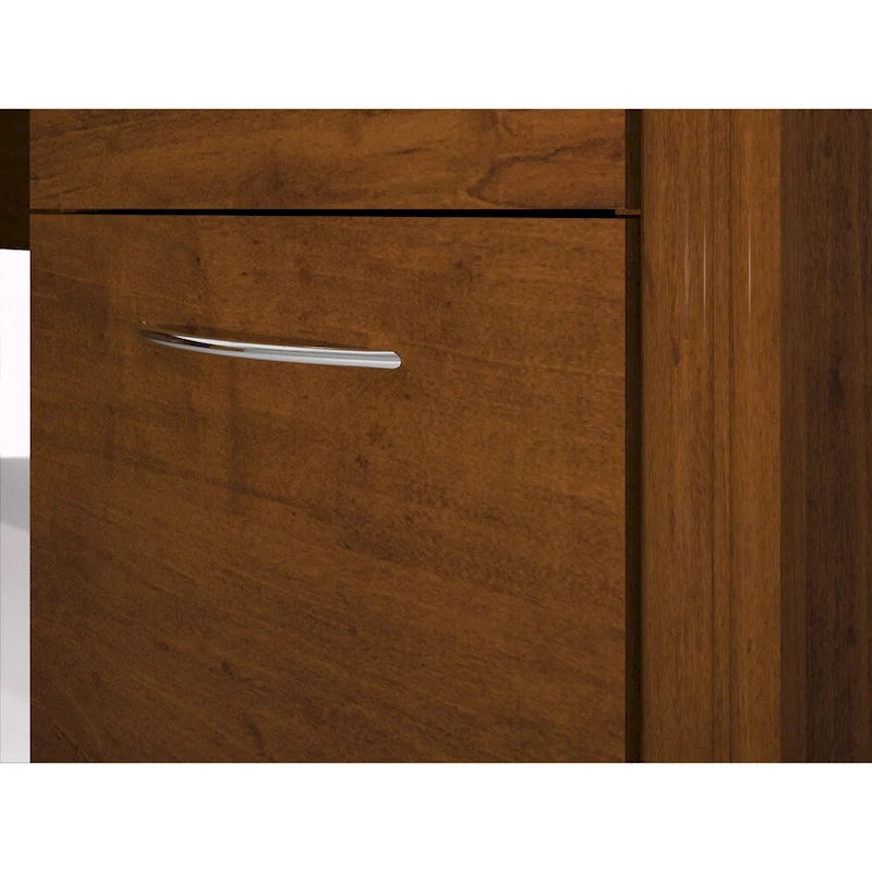 L-Shaped Home Office Desk with Drawers and Keyboard Tray
