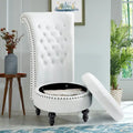Velvet High Back Throne Accent Chair Armless with Hidden Storage