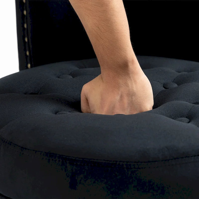 Velvet High Back Throne Accent Chair Armless with Hidden Storage