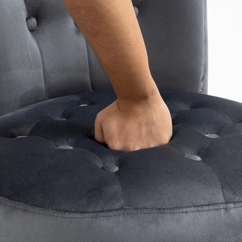 Velvet High Back Throne Accent Chair Armless with Hidden Storage