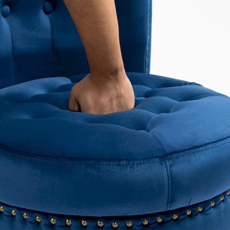 Velvet High Back Throne Accent Chair Armless with Hidden Storage