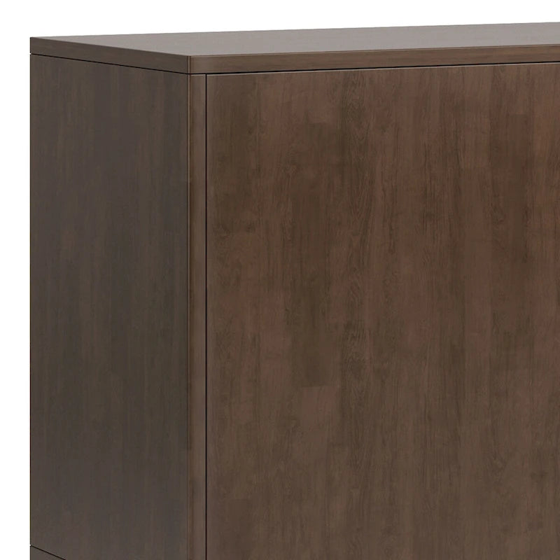 Solid Hardwood Mid-Century Sideboard Buffet Cabinet with Drawers in Walnut Brown