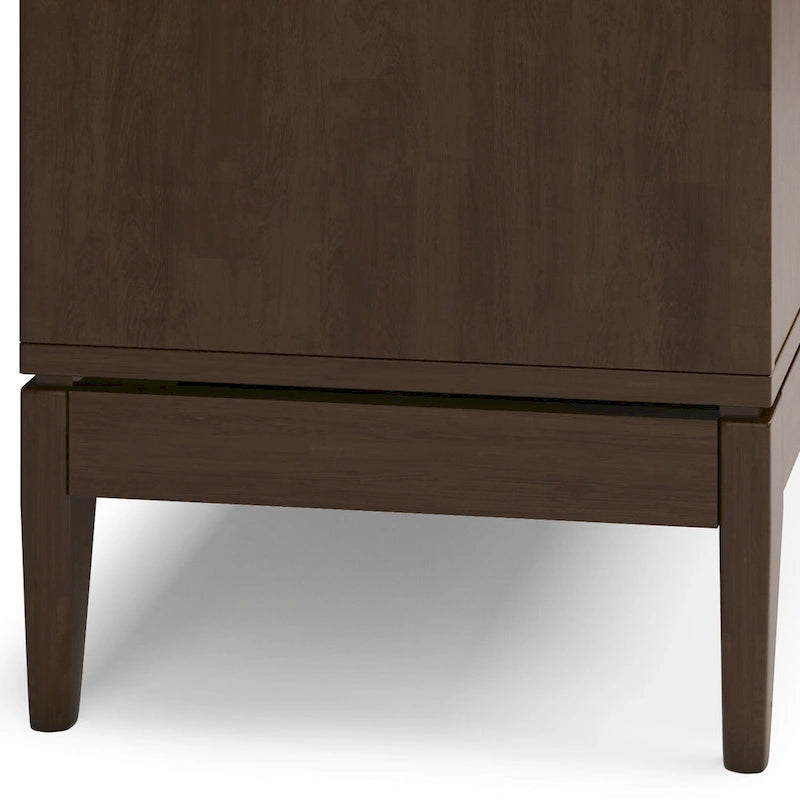Solid Hardwood Mid-Century Sideboard Buffet Cabinet with Drawers in Walnut Brown