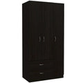 3-Door Wood Armoire Wardrobe with Drawers Shelves and Hanging Rod