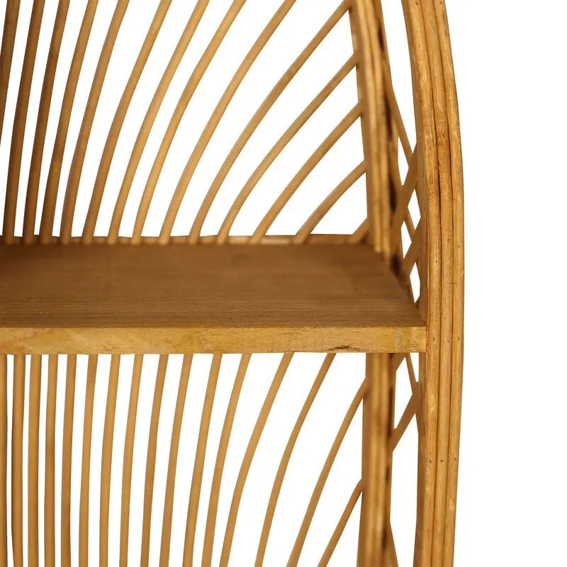 Arch Rattan Boho Tiered Wall Shelf Natural Tan Woven Bamboo