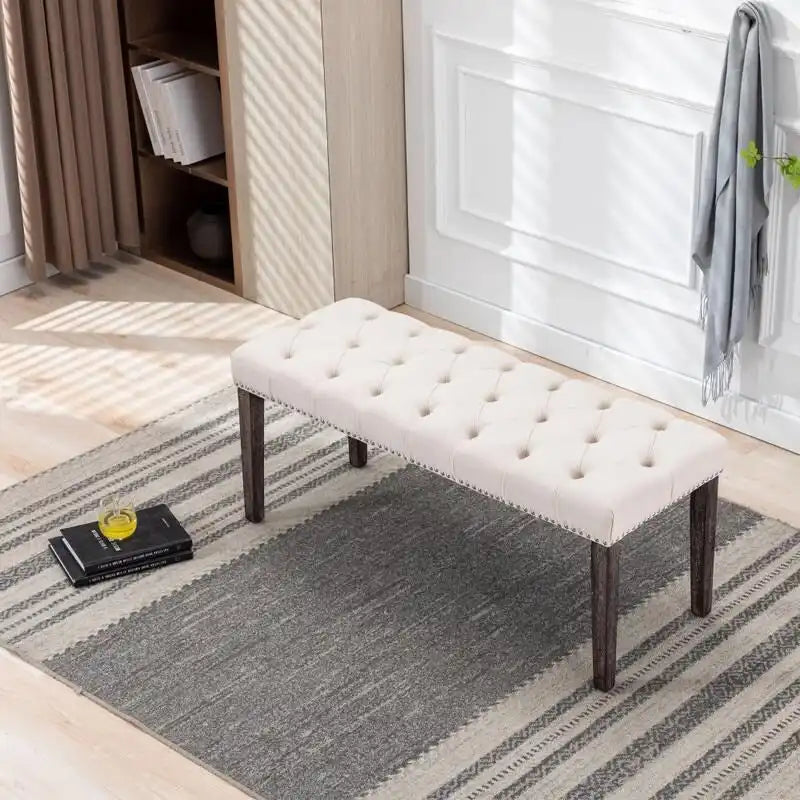 45.28L Velvet Upholstered Tufted Bench Ottoman