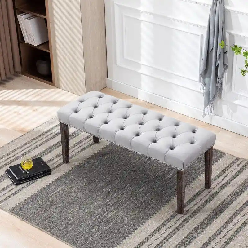 45.28L Velvet Upholstered Tufted Bench Ottoman