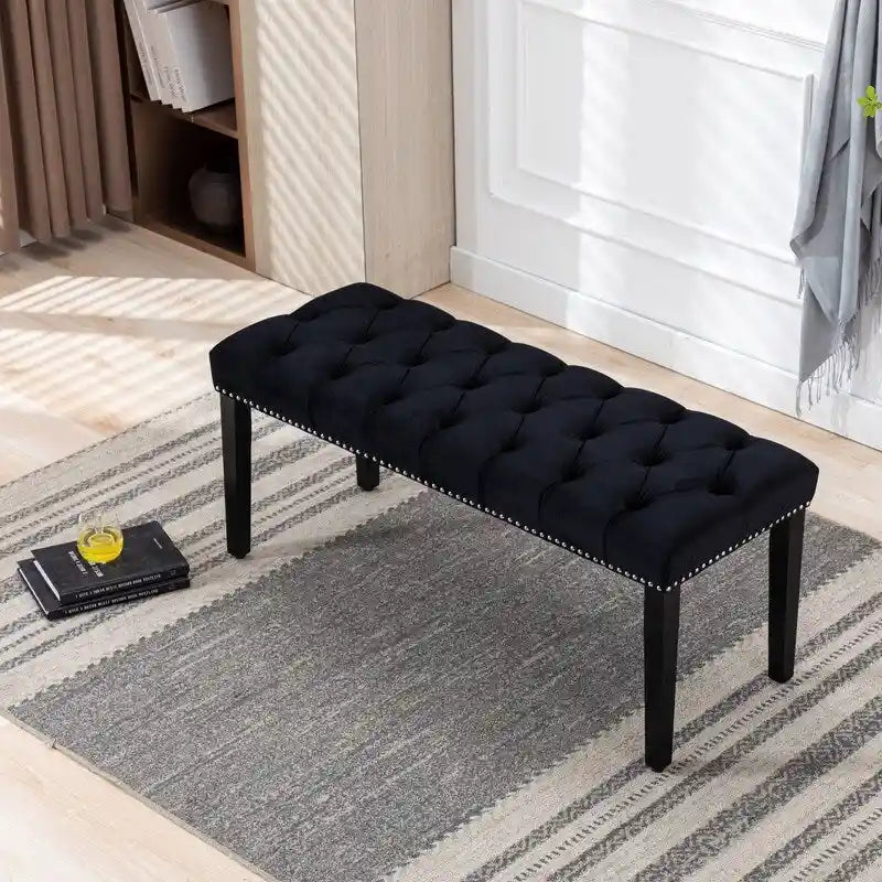 45.28L Velvet Upholstered Tufted Bench Ottoman
