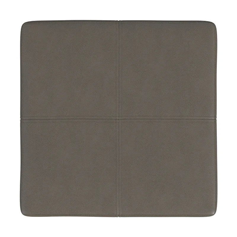 Square Faux Leather Ottoman with Industrial Metal Frame, Brown or Gray
