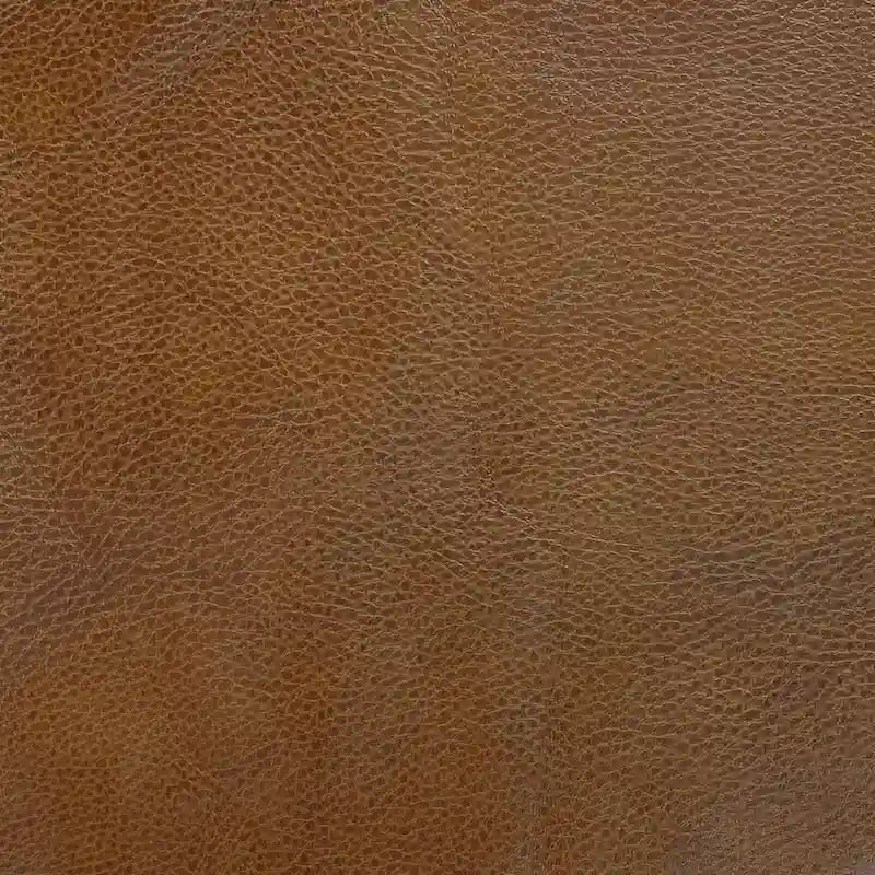 Square Faux Leather Ottoman with Industrial Metal Frame, Brown or Gray