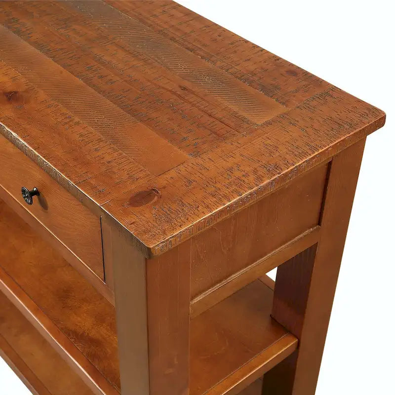 48 Solid Pine Wood Top Console Table with Drawers and Shelve