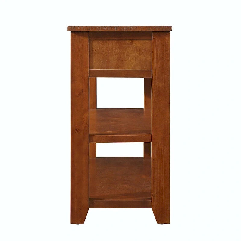 48 Solid Pine Wood Top Console Table with Drawers and Shelve