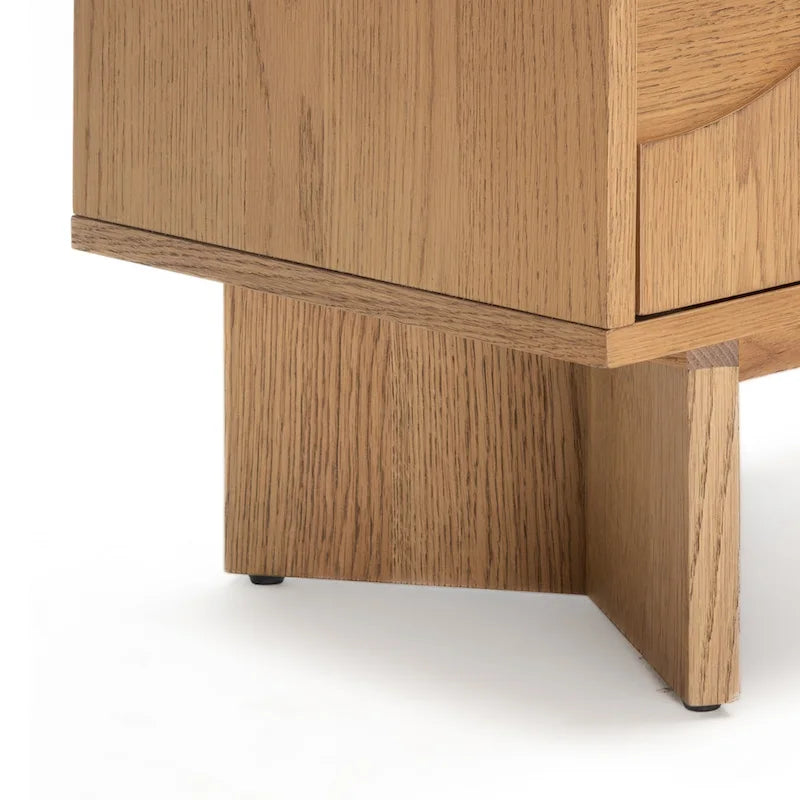 Modern Oak Veneer Sideboard with Brass Handles and Cable Management Dark Walnut