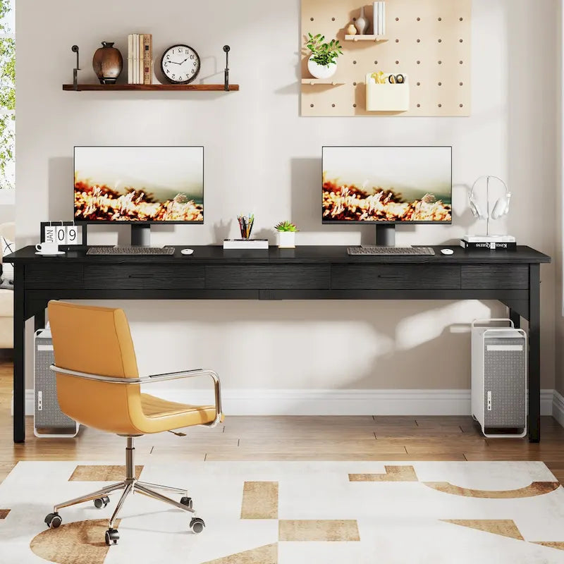78.7 Extra Long Computer Desk, Two Person Large Desk with 2 Drawers