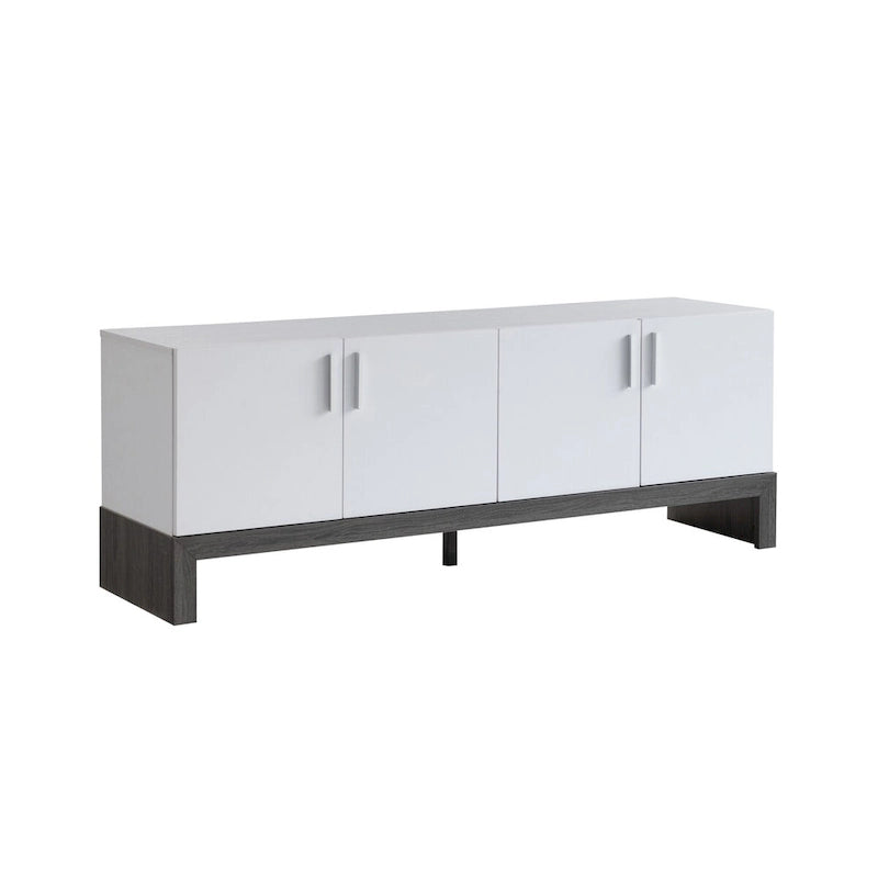 60-Inch Four-Door TV Stand Cabinet White Distressed Grey Storage