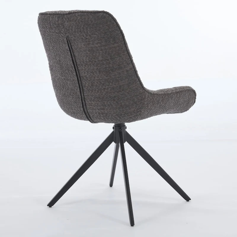 Boucle Upholstered Swivel Dining Chair High Back Diamond Tufted Accent