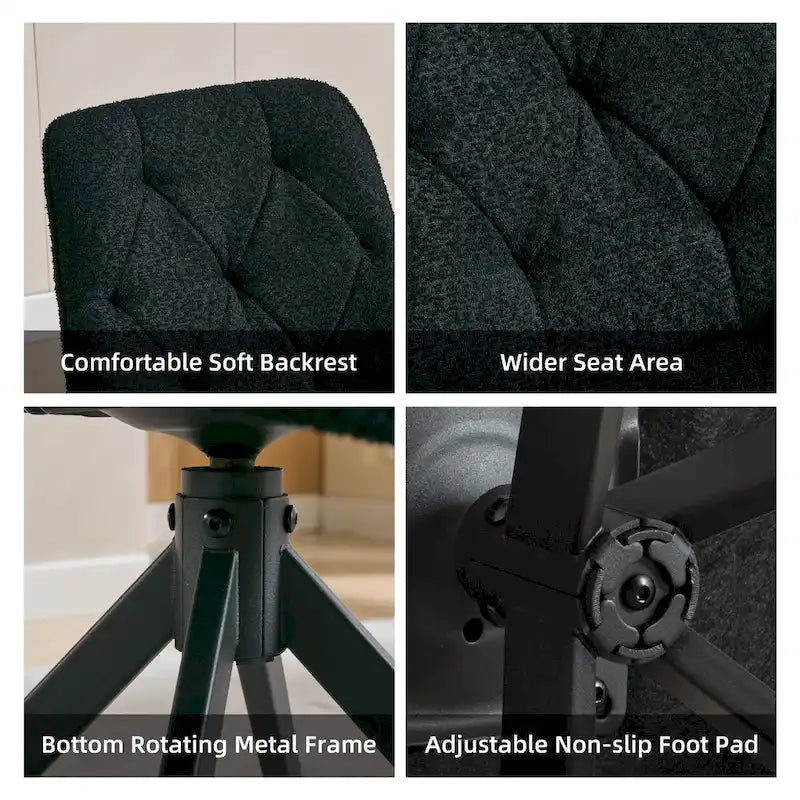 Boucle Upholstered Swivel Dining Chair High Back Diamond Tufted Accent