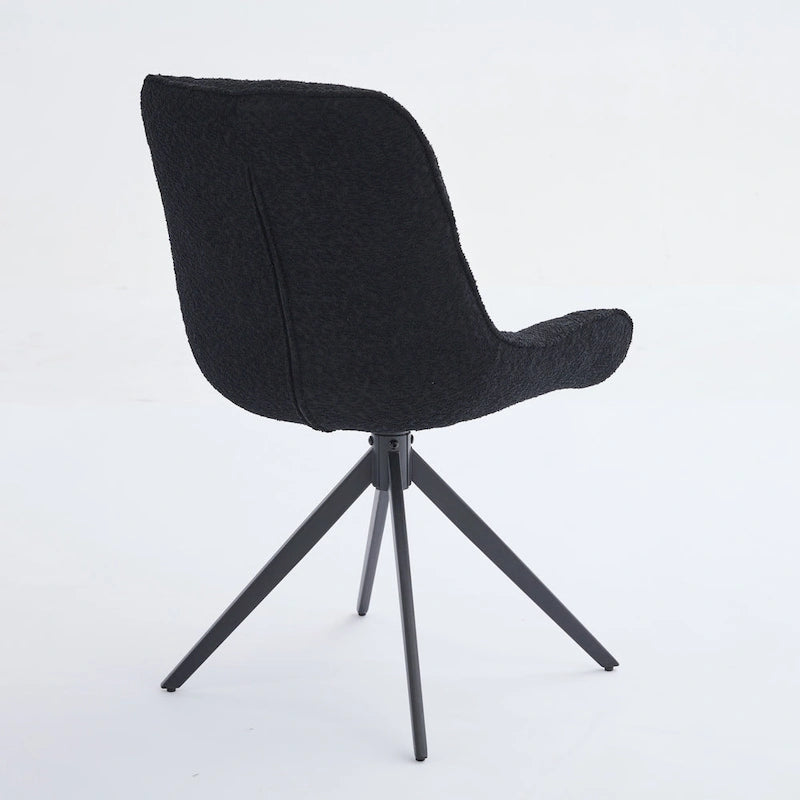 Boucle Upholstered Swivel Dining Chair High Back Diamond Tufted Accent
