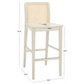 Coastal Rattan Back Bar Stool with Solid Wood Frame Natural Finish