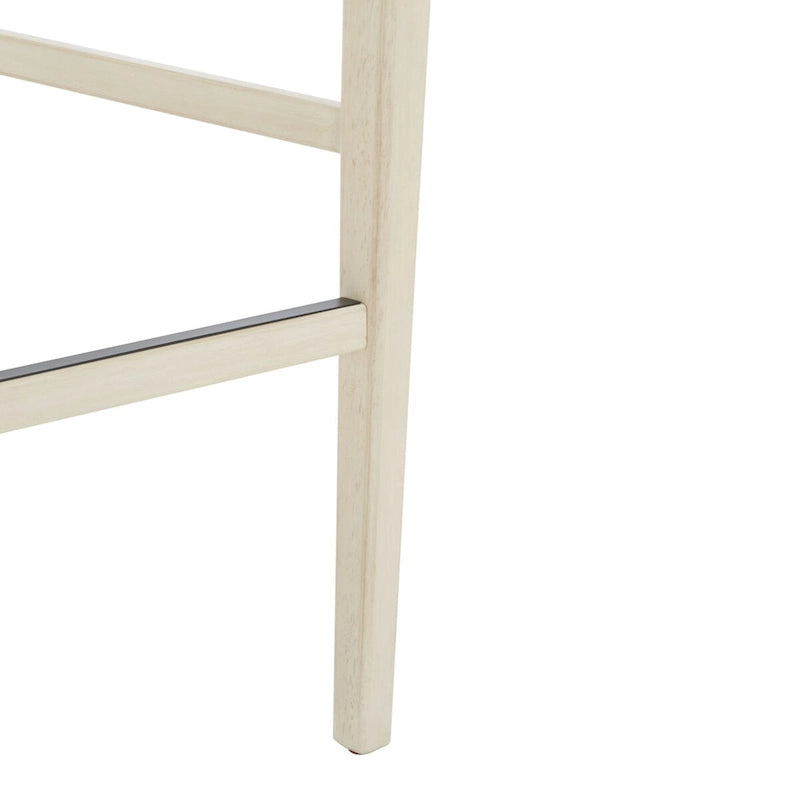 Coastal Rattan Back Bar Stool with Solid Wood Frame Natural Finish